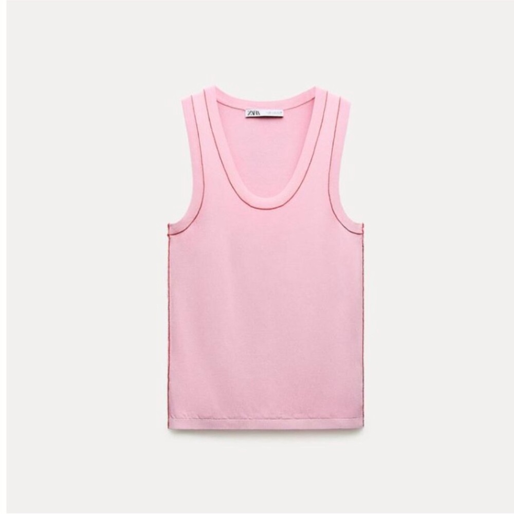 Zara Pink Scoop Neck Tank Top (Size S)